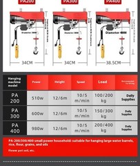 220V Miniature Electric Hoist Wireless Remote Control Small Crane Home Lift