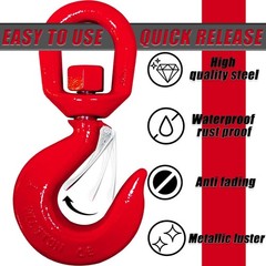 5 Ton Swivel Hooks, Heavy Duty 360° Rotating Crane Hook with Safety Latch,