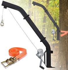 Heavy-Duty Carbon Steel Deer Hoist – 23FT Cable and Ratchet Strap for Stability