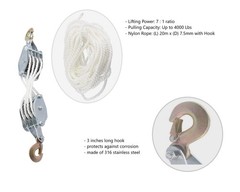 Block and Tackle Pulley System for Lifting Objects – SoB 4000LB Breaking Stre…