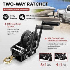 YIYITOOLS 3500lbs Heavy Duty Boat Trailer Winch, Hand Winch with 32FT Strap, …