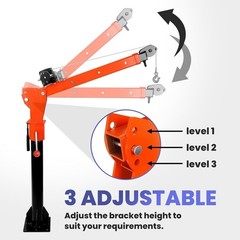 1300Lbs Electric Pickup Truck Crane Truck-Mounted Bed Crane Hoist w/2000lb Winch