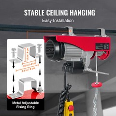 Electric Hoist 440lbs Crane Winch with Wired Remote Control 480W 110V