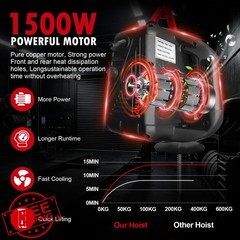 USYATO 1100LBS Electric Hoist Winch 110V Black Remote