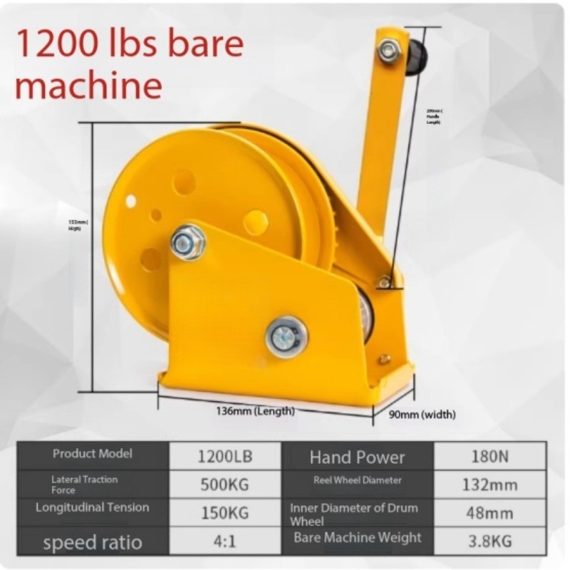 Small Portable Winch with Automatic Brake, Manual Winch, and Towing Machine