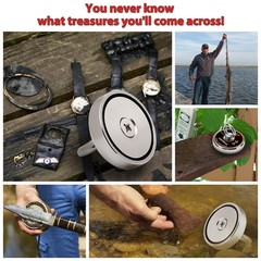 FINDMAG 500 LB Single Sided Neodymium Fishing Magnet Kit, Silver, Heavy Duty