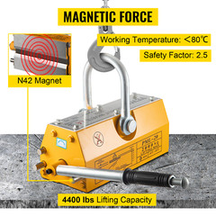 1 PC 2000KG Steel Magnetic Lifter Heavy Duty Crane Hoist Lifting Magnet Yellow