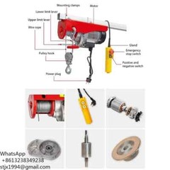 Wireless Remote Control Micro Electric Hoist 220V Wire Rope Hoist PA200-800kg