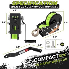 Heavy Duty Hand Winch for Boat Trailers, 2500lbs Crank Winch with 23FT Strap,…