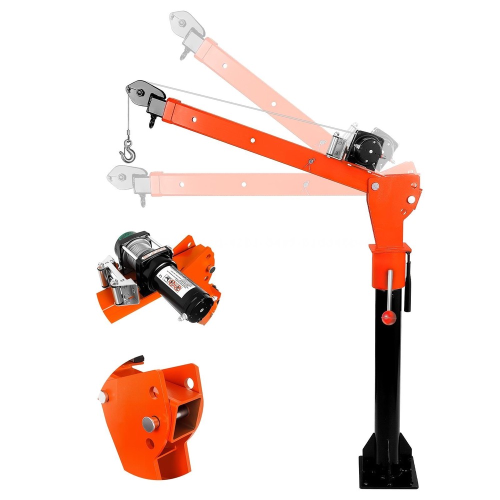 1300Lbs Electric Pickup Truck Crane Truck-Mounted Bed Crane Hoist w/2000lb Winch