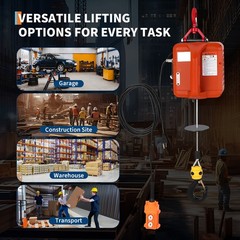 3 in 1 Portable Electric Hoist Winch 1100lbs Wired/Wireless Remote Control Crane