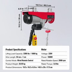 220V Home Small Crane 1/0.5 Tons Winch Hoist Winch Lift