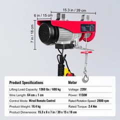 220V Home Small Crane 1/0.5 Tons Winch Hoist Winch Lift