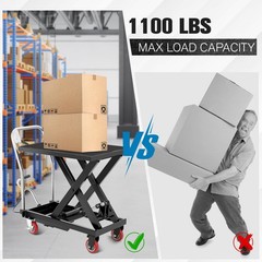 Hydraulic Lift Table Cart Single Scissor 11-35″ Lifting Height 1100 lbs Non-Slip