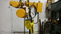 (#560) 1 Ton Budgit EC Hoist 480v-3ph-18′ lift-16fpm-lug-motorized trolley