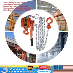 Hoist Come Along Puller Ratchet Type Lever Block Chain 10FT Lifting 0.75T/1650Lb