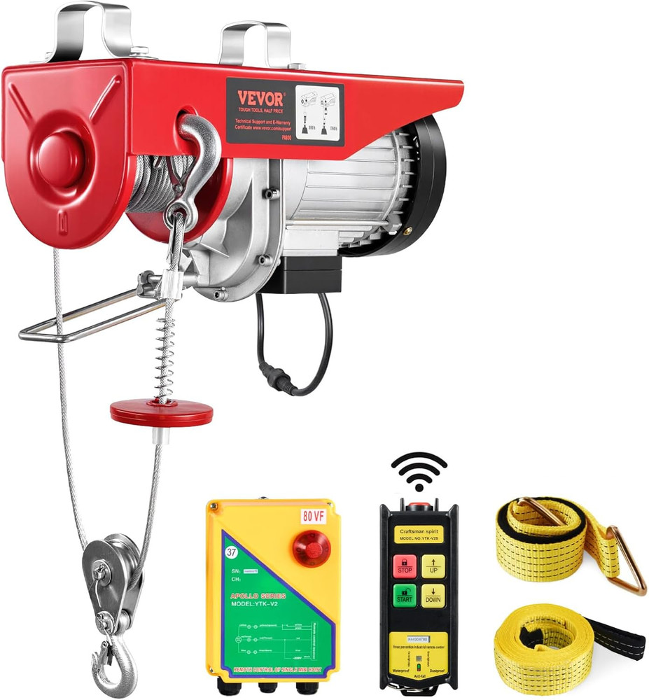 Electric Hoist, 1760 Lbs 120V Electric Winch with 328 Ft Wireless Remote Control