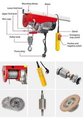 Wireless Remote Control Micro Electric Hoist 220V Wire Rope Hoist PA200-800kg