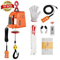 3 in 1 Electric Hoist Winch,2200 Lbs Manual/Wired/Wireless Remote Control,110/12