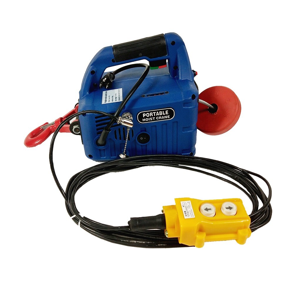 110V Household Wire-controlled Electric Hoist 450KG*7.6M Portable Electric Winch