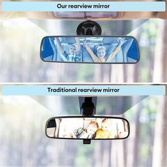 Universal 9.6” Rear View Mirror with Suction Cup for Cars, Trucks, SUVs, Vans