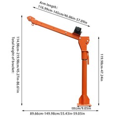 1100lb Q235 Steel Truck-Mounted Crane Hoist 12V Electric Pickup Truck Jib Cranes