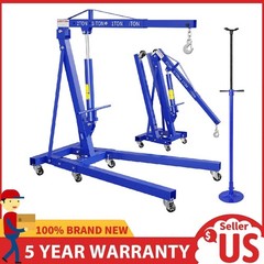 2 Ton Engine Hoist Folding Cherry Picker Lift w/ 3/4Ton Underhoist Support Stand