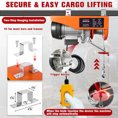 2-in-1 Electric Hoist 440Lbs Winch with Wireless Remote & Overload Protection