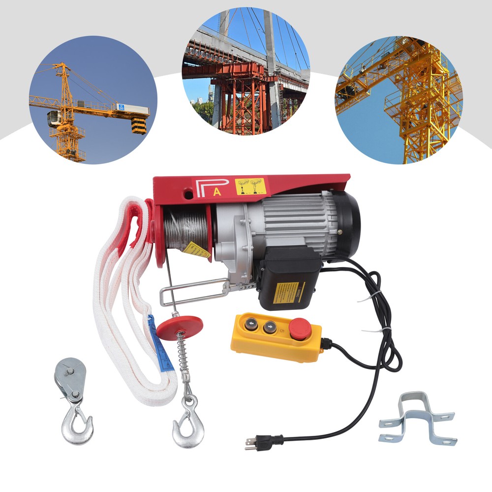 500kg/1100lb Electric Hoist Winch Lifting Crane Garage Lift Crane+Remote Control