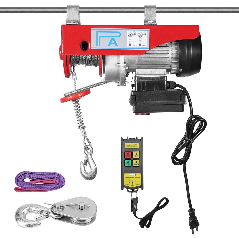 850W Electric Hoist Winch 880Lbs Engine Crane Lifting Wireless Remote Control