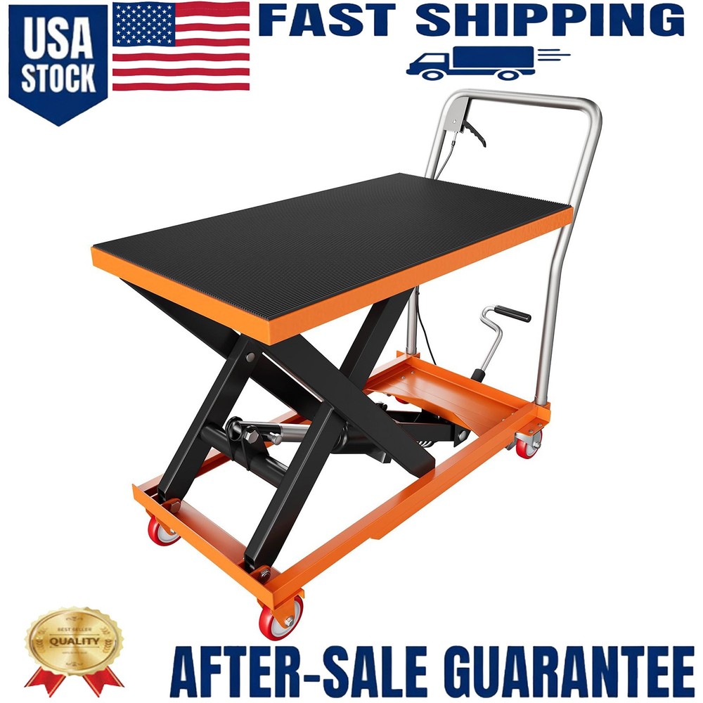 500 lbs Hydraulic Lift Table Cart Single Scissor 28.5″ Lifting Height for Garage