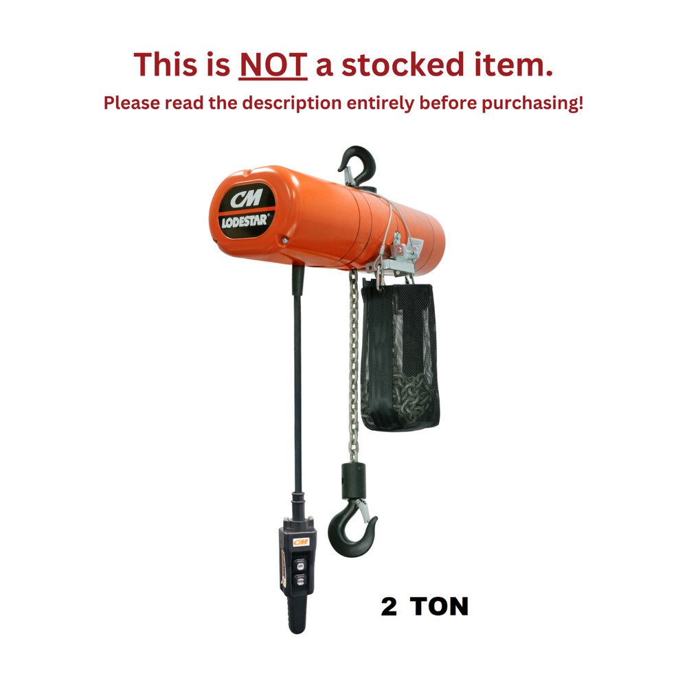 CMCO LODESTAR ELECTRIC CHAIN HOIST – 2 TON CAPACITY, TWO SPEED 2/8 FPM