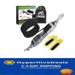 Black 65 FT Rope Hoist with 2PK 8 FT Slings – Ultimate Lifting Strength, 4000 LB
