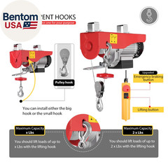 Electric Hoist, 110V 440 Lbs Winch with Remote Control, Zinc-Plated Steel Wire H