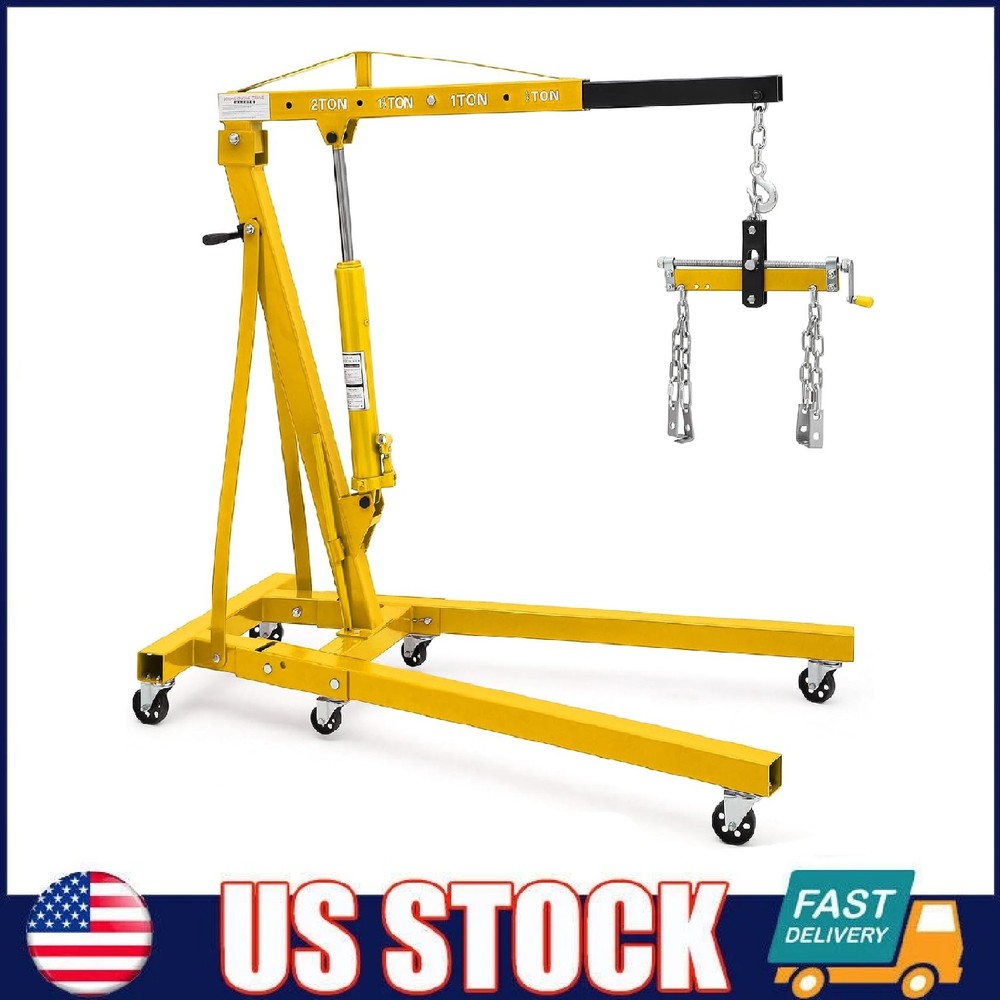 4400Lbs Engine Hoist w/ Lever ,Heavy Duty Folding Cherry Picker Shop Crane Lift