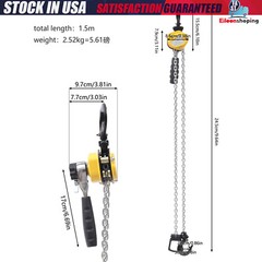 1/4 Ton Lever Block Chain Hoist Come Along Puller Ratchet Type 5FT Lift 550Lbs