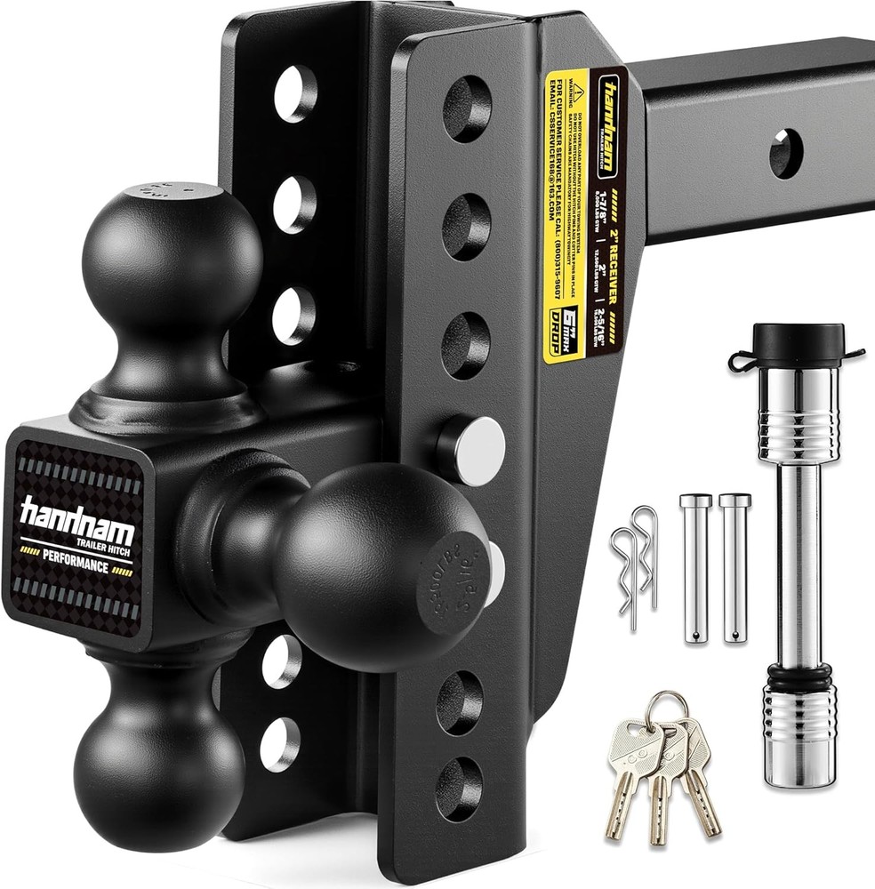 Drop Hitch Adjustable Trailer Hitch, Tow Hitch with 6-Inch Drop/Rise for Truck (