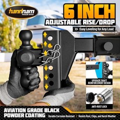Drop Hitch Adjustable Trailer Hitch, Tow Hitch with 6-Inch Drop/Rise for Truck (