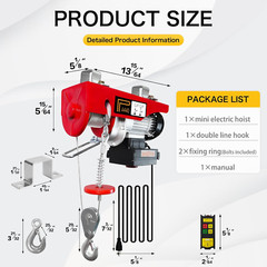 262Ft Wireless Remote Control,Electric Winch Single/Double Slings with Emergenc