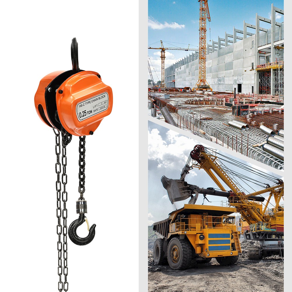 551lbs Chain Hoist Manual Puller Hoist 0.25 Ton Industrial 3M Lifting With Hook