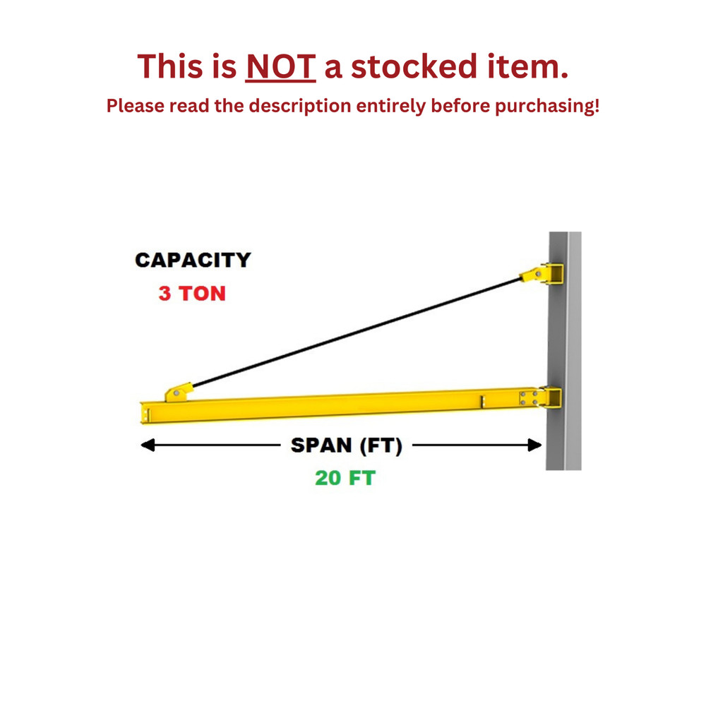 GORBEL WALL BRACKET JIB CRANE – 3 TON CAPACITY, SPAN 20 FT