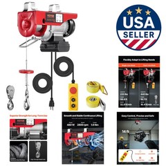 Durable Electric Hoist with Braided Steel Cable – 14ft Wired Remote Control