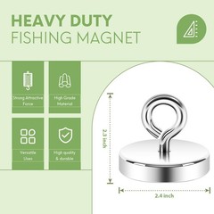 Neosmuk Silver Fishing Magnet, 2.4 inches Magnet Strong inches,