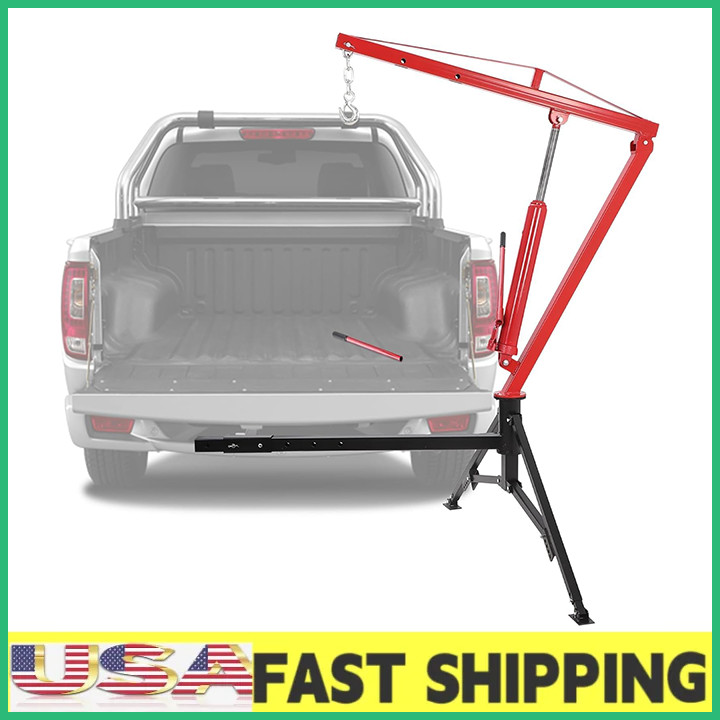 ⭐1000 lbs Heavy Duty Hydraulic Hitch-Mount Pickup Crane Hoist w/Adjustable Boom