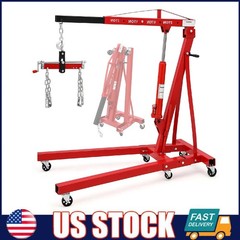 2 Ton Engine Hoist w/ Lever, 4400LBS Folding Cherry Picker Shop Crane Hoist Lift