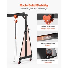 Uimoso Adjustable Gantry Crane 4400 lbs Capacity, 99.6″-146.9″ Height w/Trolley