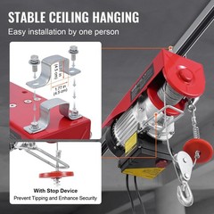 1320lb 328ft Electric Hoist Crane with Wireless & 14ft Wired Remote