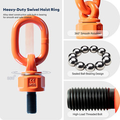 Heavy Duty M16 G80 Swivel Hoist Ring – 360° Rotation, 1.5 Ton Capacity, High Str