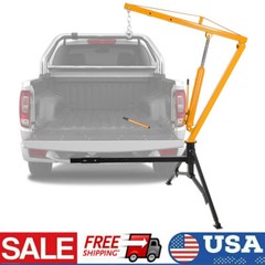 1000lbs Hydraulic Pickup Hitch Mount Truck Crane Hitch Receiver Hoist Yellow