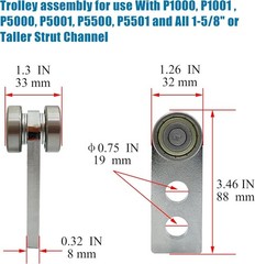 2 Wheel Trolley Assembly Rollers for Strut Channel Heavy Duty Steel Garage
